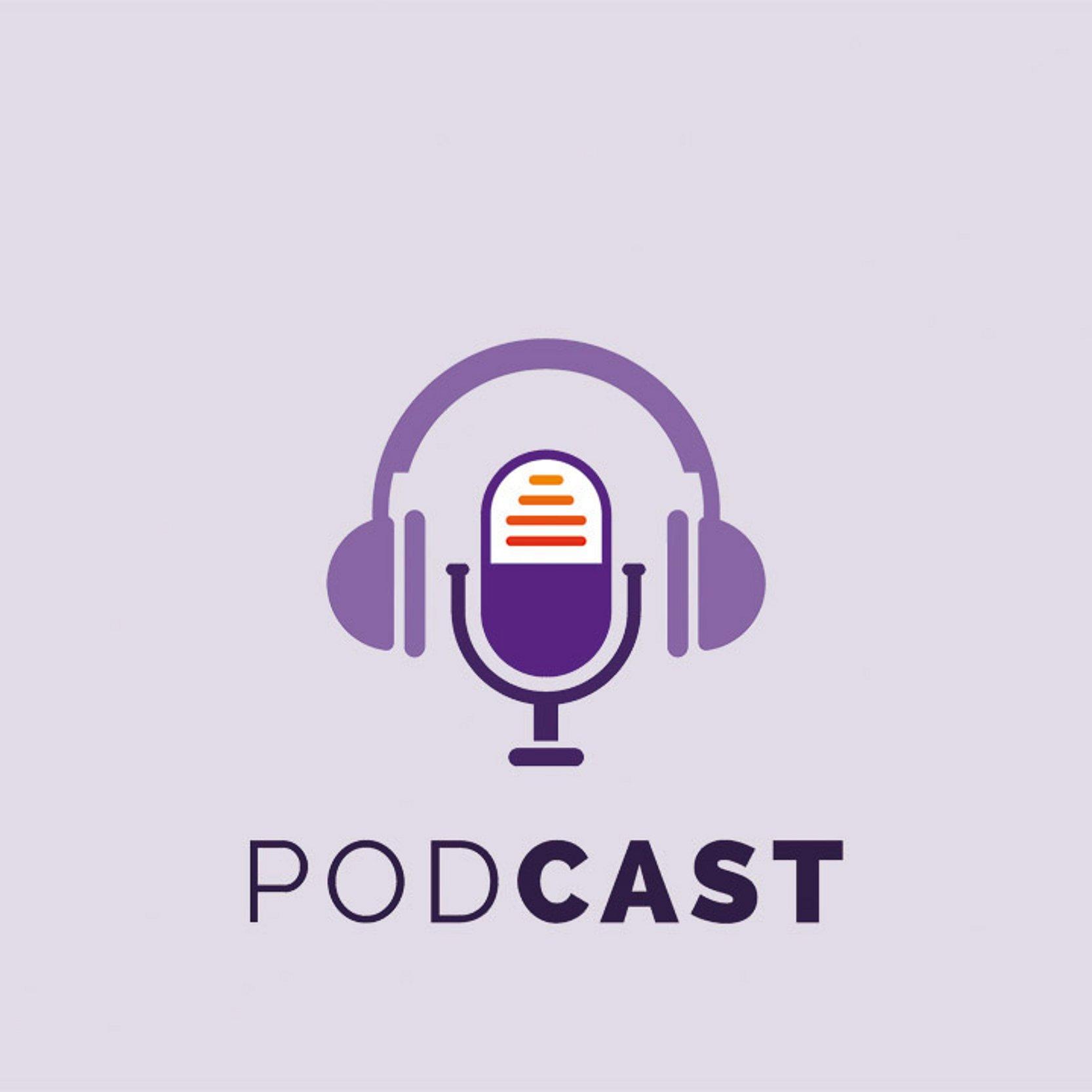 Symbol für Podcasts: Kopfhörer über Mikrophon