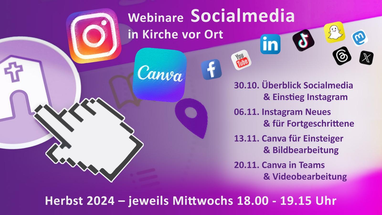 Social Media Icons und Termine