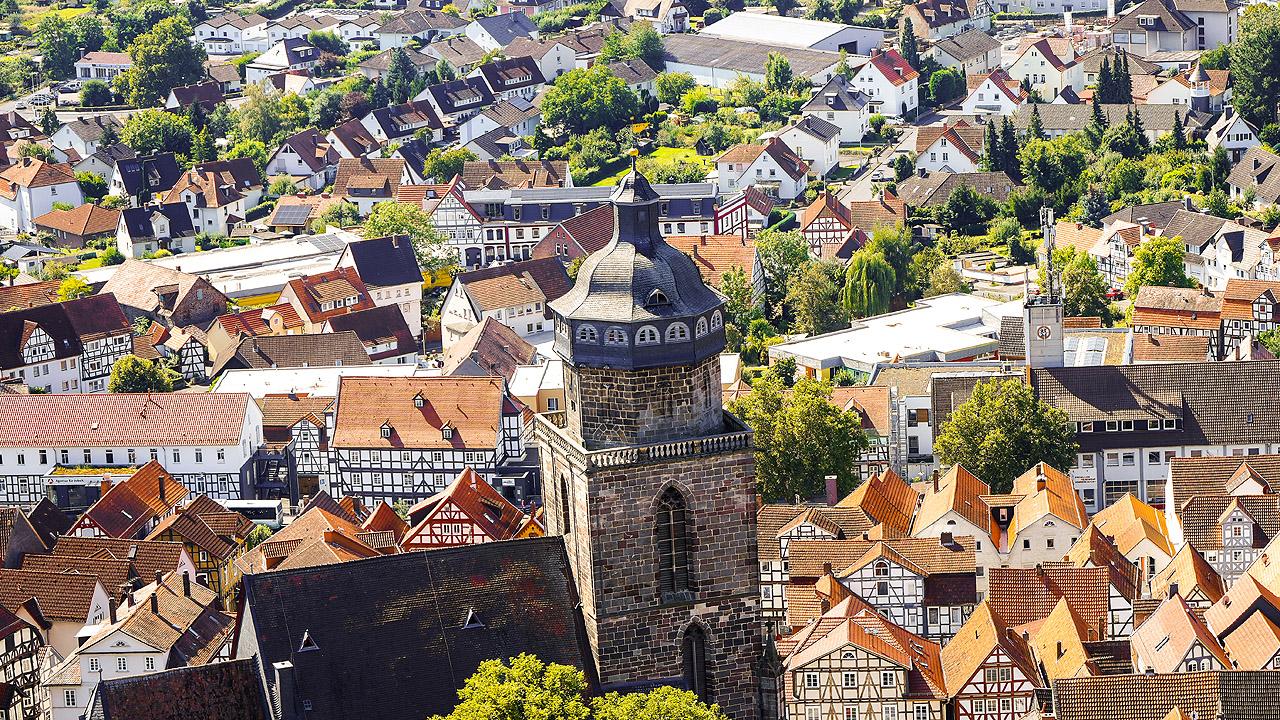 Blick auf Homberg (Efze) mit Kirche