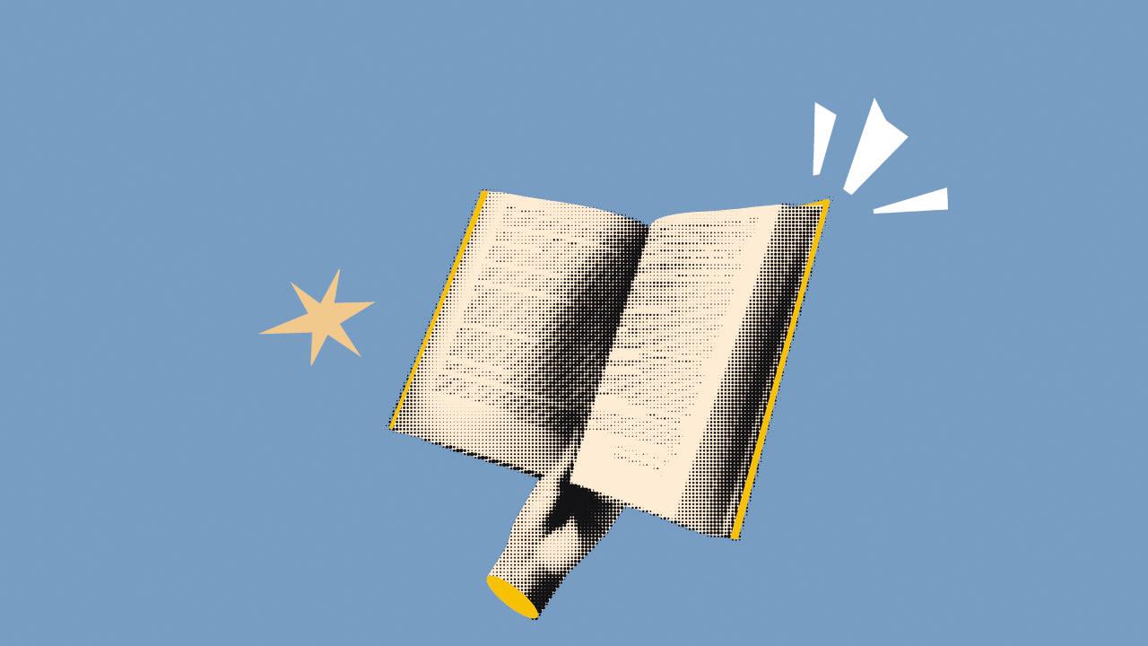 Grafik mit aufgeschlagenem Buch