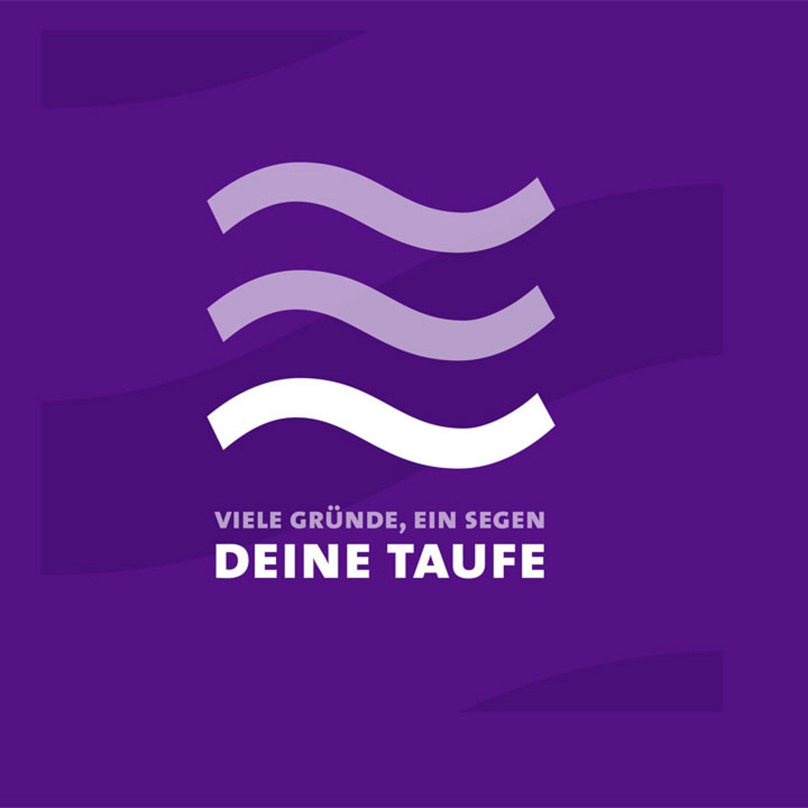 Taufe Drei Wellen und die Worte: Viele Grunde, ein Segen, deine Taufe