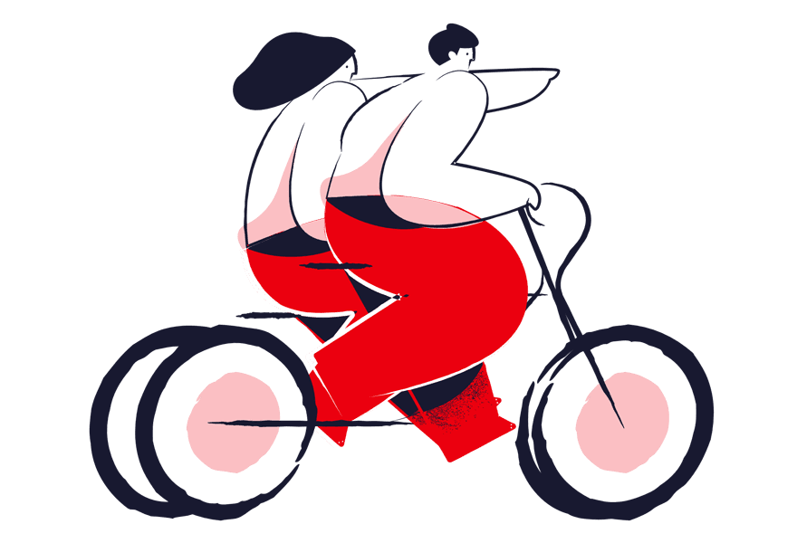 Paar auf Fahrrädern Paar auf Fahrrädern