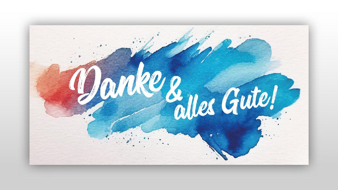 Abstraktes Aquarellbild mit Text Danke & Alles Gute!