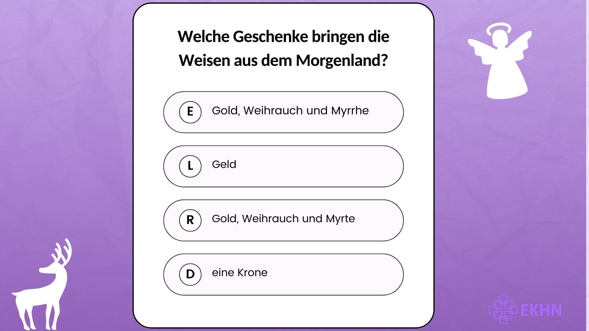Weihnachtsquiz Welche Geschenke bringen die Weisen aus dem Morgenland?