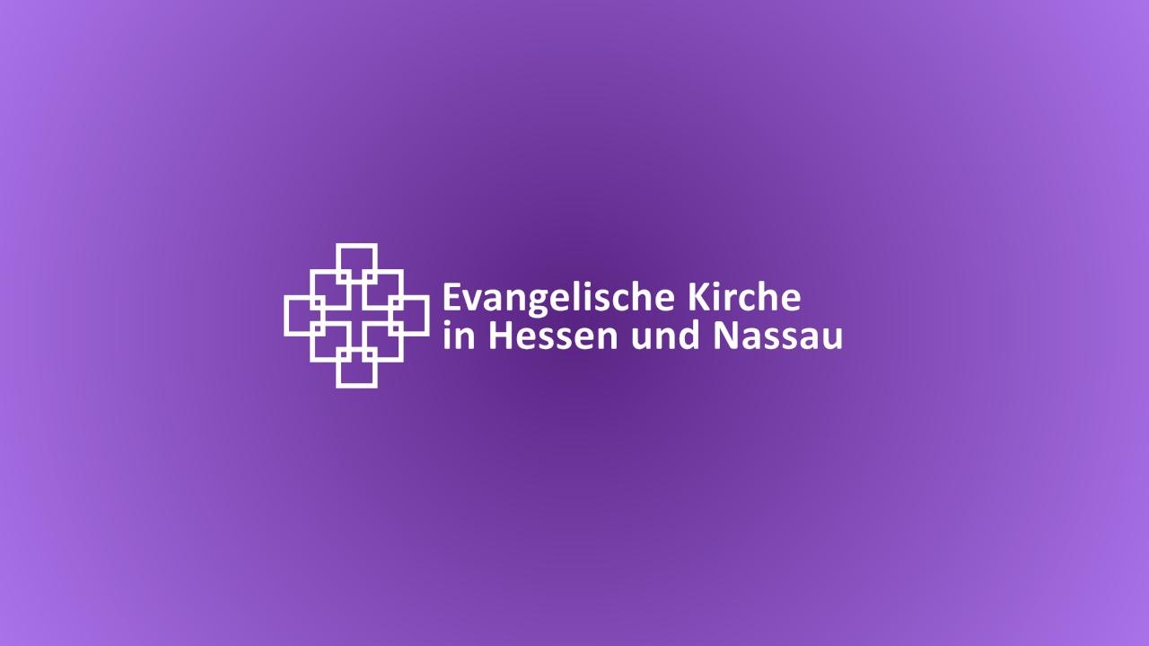 Facettenkreuz und Text "Evangelische Kirche in Hessen und Nassau"
