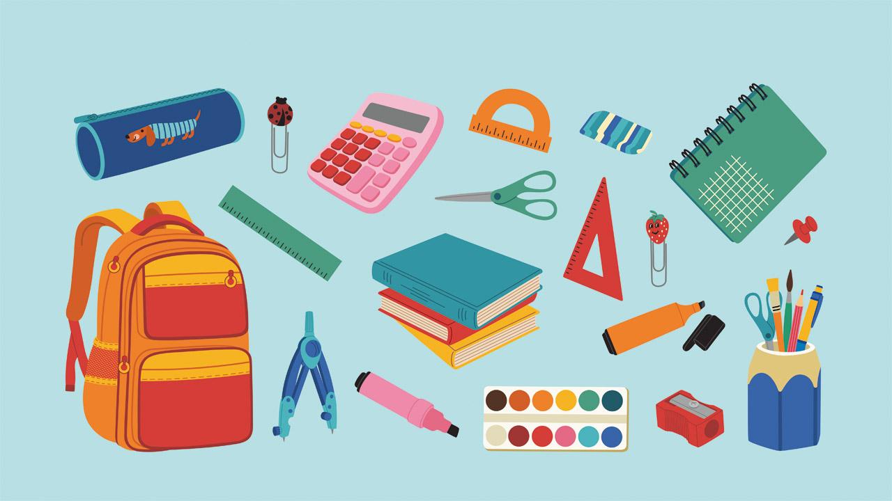Schulmaterialien Schulmaterialien wie Ranzen, Stifte, Hefte, Lineale etc.